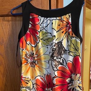 An studio red orange yellow floral dress